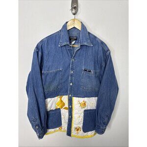 Vintage Polo Jeans Men L Modified Cottagecore Denim Shirt Jacket Shacket Hippie